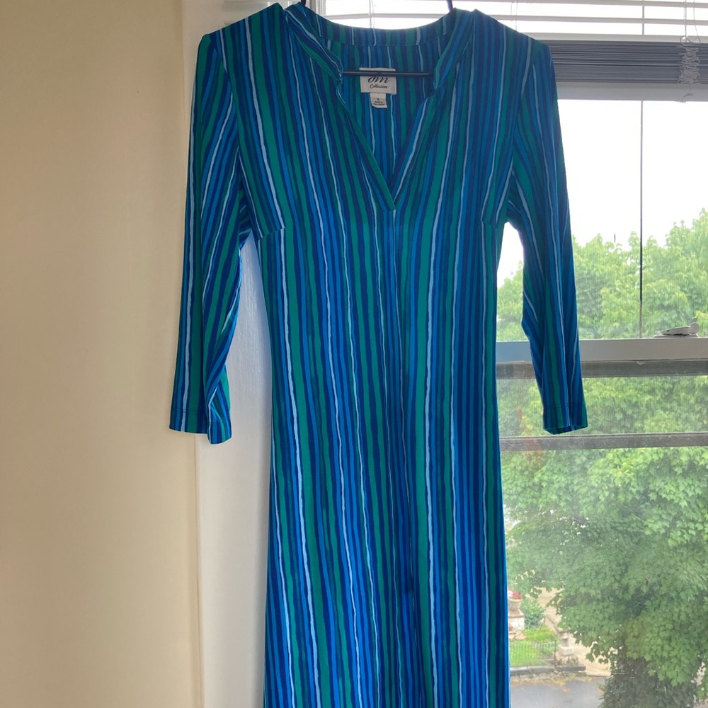 Blue striped conservative tie dress/Kurti